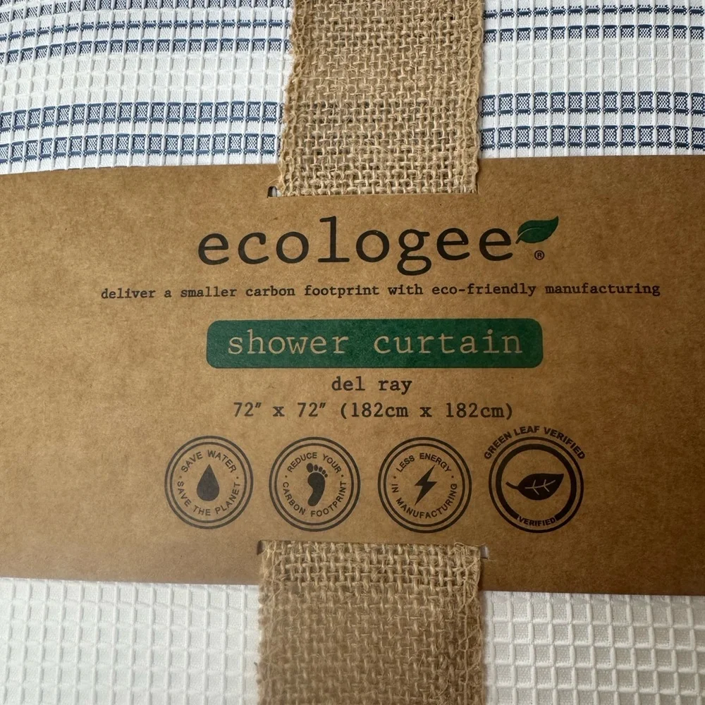 Ecologee Modern White and Blue Shower Curtain